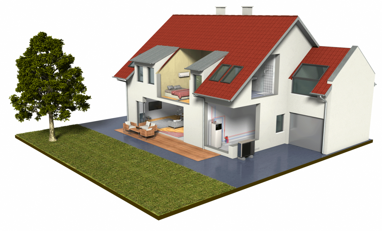 Un regard illustré dans une maison équipée de trois unités intérieures Daikin et d’une unité extérieure